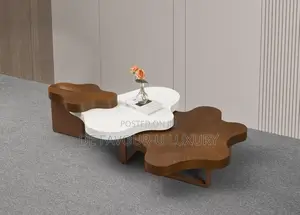 3-in-1 Leaf Modern Center Table - Brown & White