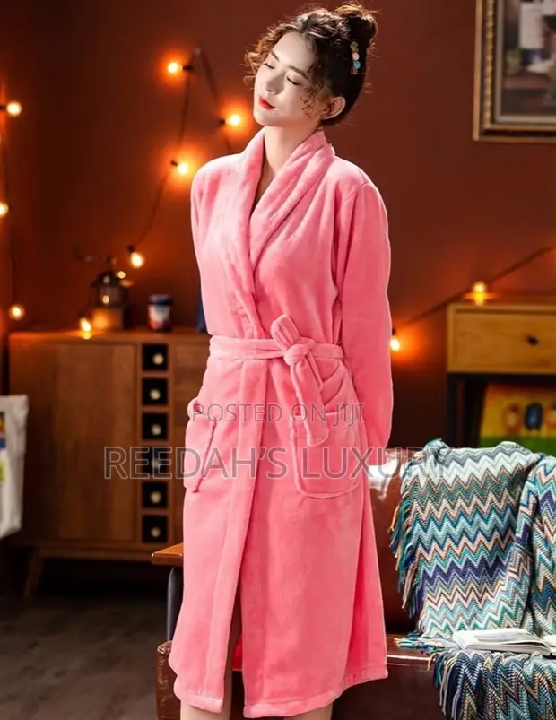 Plush Lounge Robe - Pink, Brand New - 1