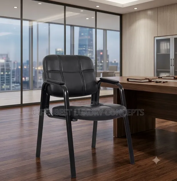 Stylish Visitors Leather Chair - Black - 1