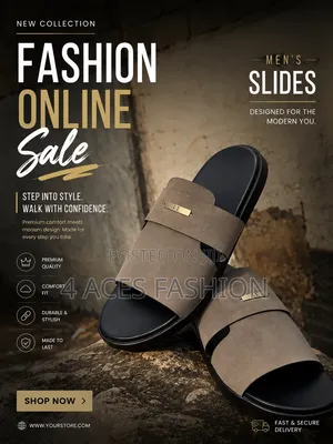 Quality Men's Faux Leather Slides - Brown