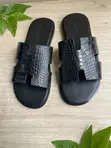 Tee Martins H-Shaped Crocodile Leather Slides - 1