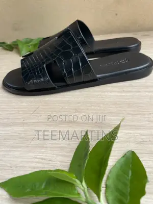 Tee Martins H-Shaped Crocodile Leather Slides