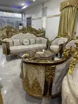 10-Seater Classic Turkish Royal Fabric Sofa Set tare da Tables - 1
