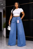 Zara Women's Wide-Leg Jeans - Blue, High Rise - 2