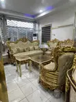 Cikakken 8-Seater Imported Turkish Royal Fabric Sofa Set da Tables - 2