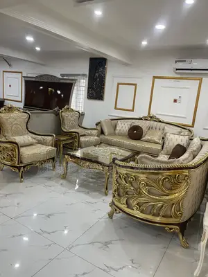 Complete 8-Seater Classic Turkish Royal Fabric Sofa Set with Tables