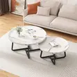 2pcs Modern Walnut Wood Nesting Coffee Table Set - 1