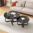 2pcs Modern Walnut Wood Nesting Coffee Table Set - 2