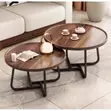 2pcs Modern Walnut Wood Nesting Coffee Table Set - 3