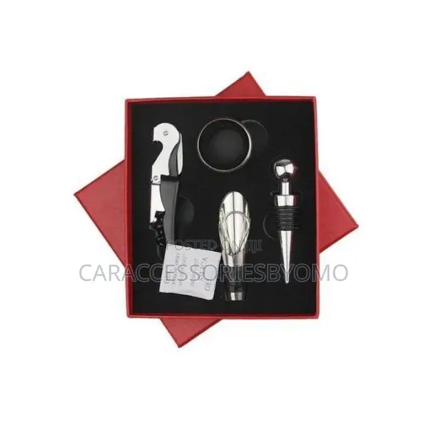 4-in-1 Red Wine Opener Set - Corkscrew, Foil Cutter, Pourer & Stopper - 1