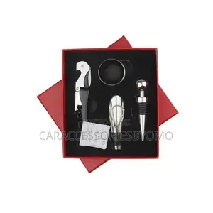 4-in-1 Red Wine Opener Set - Corkscrew, Foil Cutter, Pourer & Stopper