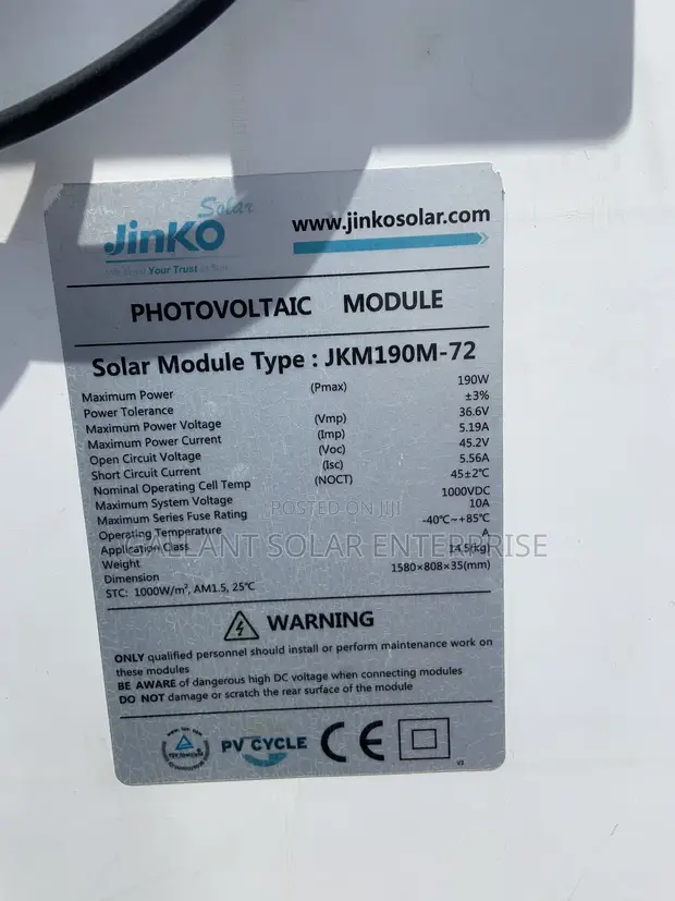 Jinko Solar Panel 190W Monocrystalline - 1