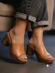 Aldo Wedge Slippers Shoes for Women - Brown - 1