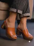Aldo Wedge Slippers Shoes for Women - Brown - 2