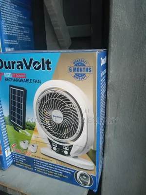 Duravolt 7" Solar Table Fan with 2 Bulbs