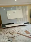 Luxury Modern Entertainment Wall Unit with Fluted Panel - 1