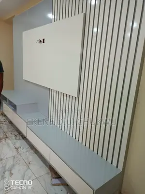 Luxury Modern Entertainment Wall Unit with Fluted Panel