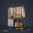 Portable Clothes Rack with Shelves and Drawers - 2
