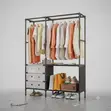 Portable Clothes Rack with Shelves and Drawers - 3