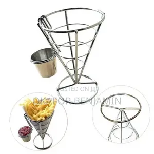 High Quality Stainless Steel French Fries Holder with Sauce Bowl