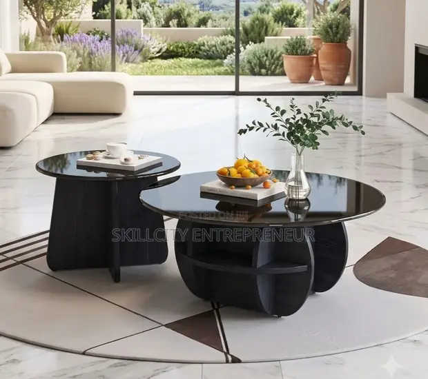 2-in-1 Nordic Glass Center Table Set - 1