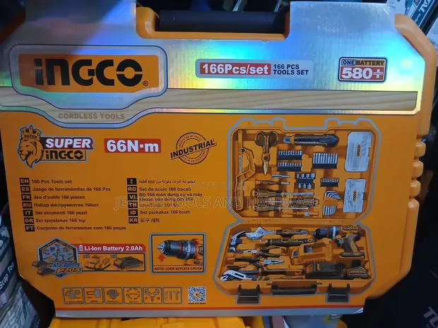 INGCO 166-Piece Industrial Tool Set tare da 20V Drill - 1