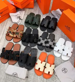 Hermes Quality Luxury Men's Genuine Leather Slippers