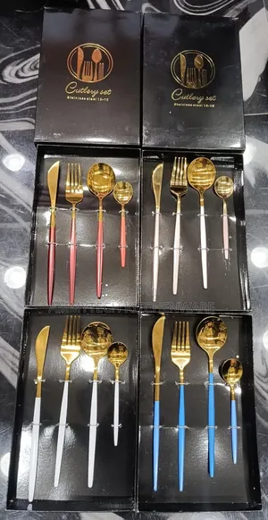 4-Piece Stainless Steel Cutlery Set with Gold Accents