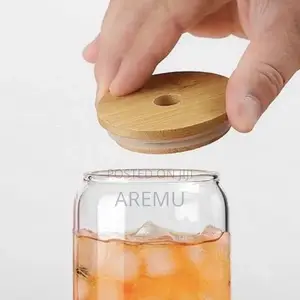 500ml Transparent Glass Cup with Straw