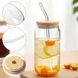 500ml Transparent Glass Cup with Straw - 3
