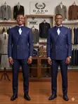 Navy Blue Double Breasted Tuxedo Suit - 1