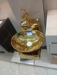 Gold Wall-Hung Wash Hand Basin with Pedestal - 2