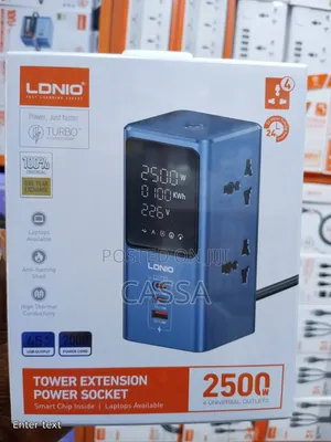 LDNIO 2500W Tower Extension Power Socket tare da 65W USB Fast Charge