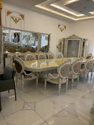 Brand New 10-Seater Turkish Royal Fabric Sofa Set with Dining Table