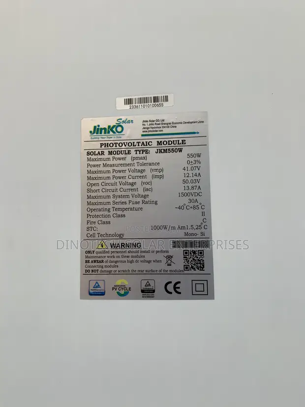 Jinko Solar Panel 550W 120 Cells Non-Bifacial - 1