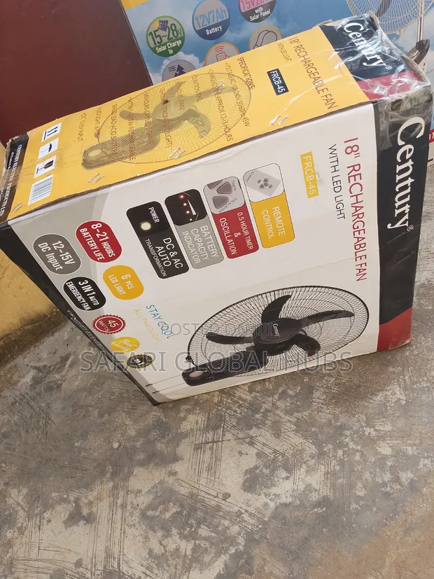 Brand New Century 18" Rechargeable Wall Mounted Fan with Remote - 1