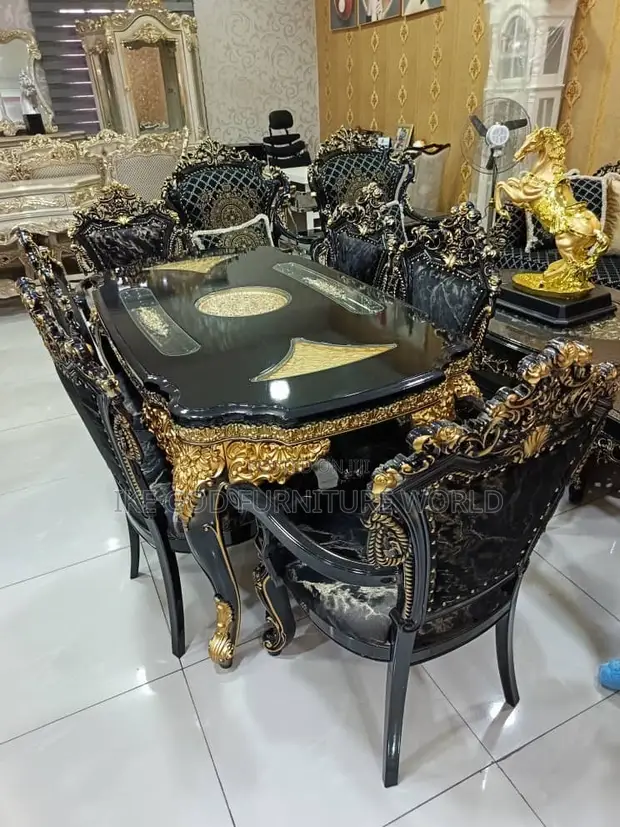 6-Seater Imported Turkish Royal Dining Table with Solid Chairs - 1