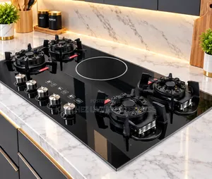 Luxury 5-Burner Hybrid Glass Gas Cooker/Hob - 4 Gas + 1 Electric