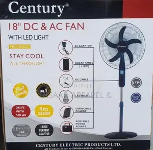 Century 18" AC/DC Solar Fan with LED Light