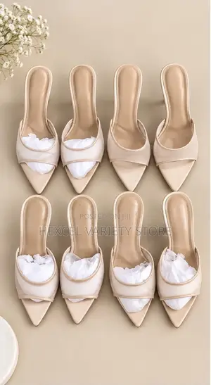 Ladies Nude Pointed-Toe Slip-On Mules