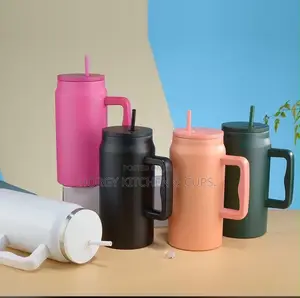 GE Babban Insulated Tumbler Cup Mai Hannun & Straw