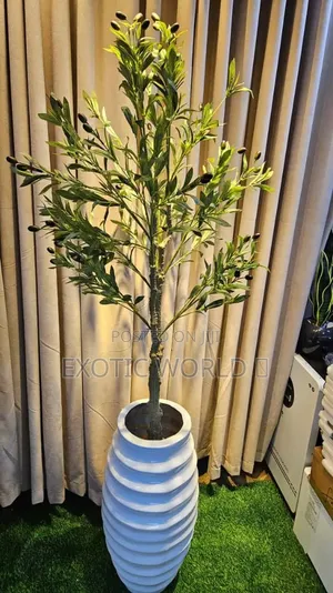Artificial Peach Flower Plant a cikin White Geometric Vase