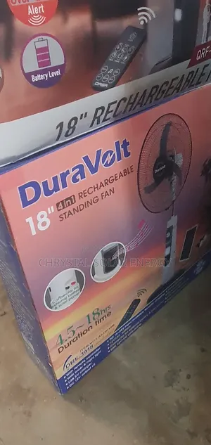 Duravolt 18" 4-in-1 Solar Rechargeable Standing Fan (DRF-3918)
