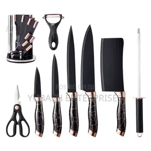 6-Piece Kitchen Knife Set tare da Stainless Steel Stand, Marble Handle