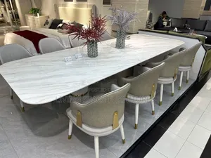 Luxury Marble Dining Set tare da 10 Leather Chairs