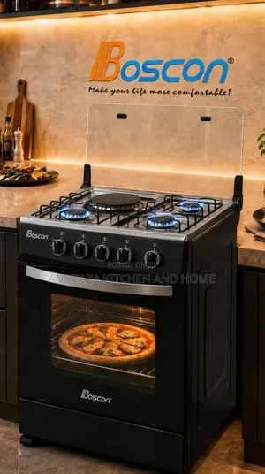 Boscon 3 Gas + 1 Wutar Lantarki Standing Cooker Mai Oven, 50x50cm (Automatic)