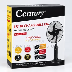 Century Fan Mai Girman Inci 18 Mai Cajin Baturi Da Fitilar LED