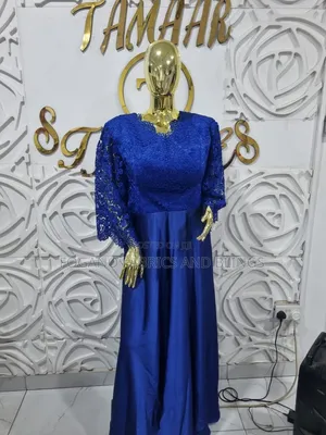 Blue Duchess Gown with Lace Bodice