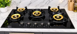 Luxury Gold Top 5 Burner Flip Up Gas Cooker