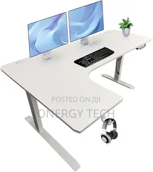 1.6m L-Shaped Electric Adjustable Height Standing Desk (White)